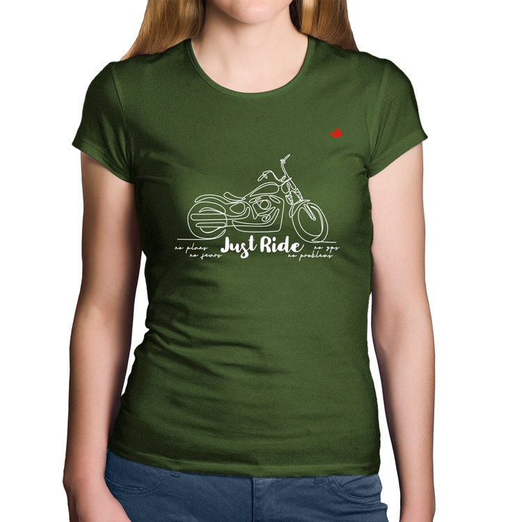 Baby Look Algodão Just Ride - Musgo