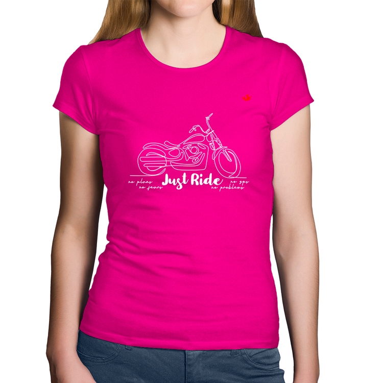 Baby Look Algodão Just Ride - Rosa