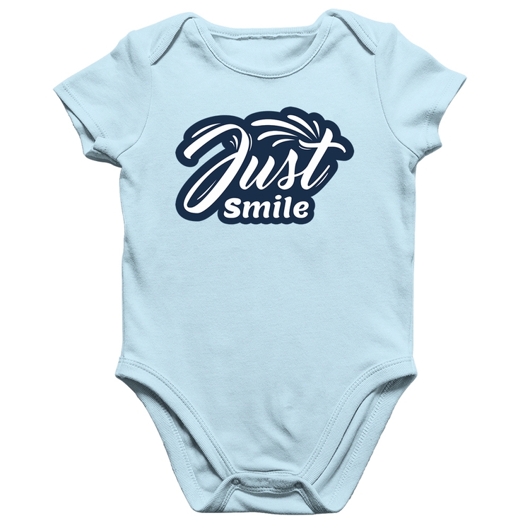 Body Bebê Algodão Just Smile - Azul Bebê
