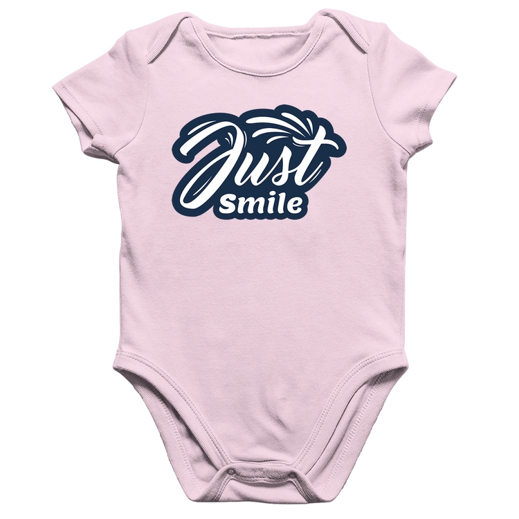 Body Bebê Algodão Just Smile - Rosa Bebê