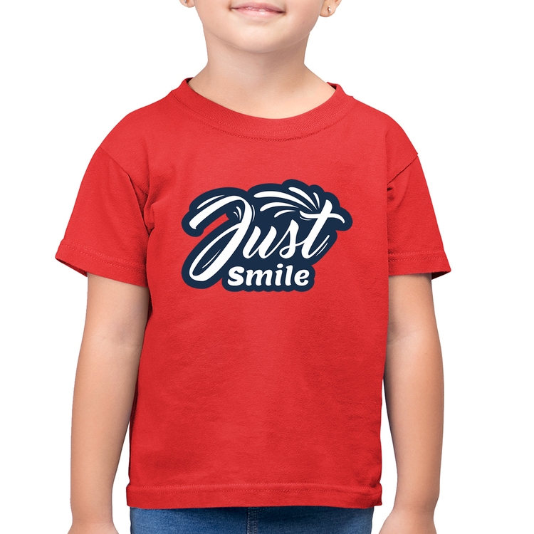 Camiseta Algodão Infantil Just Smile - Vermelha