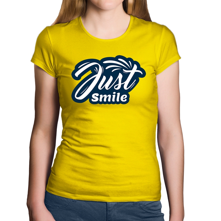 Baby Look Algodão Just Smile - Amarela