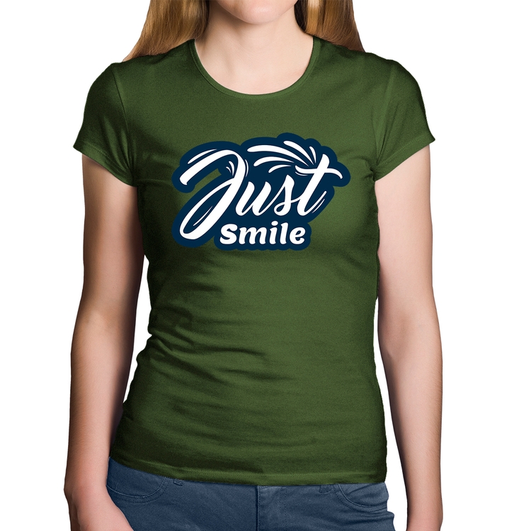 Baby Look Algodão Just Smile - Musgo