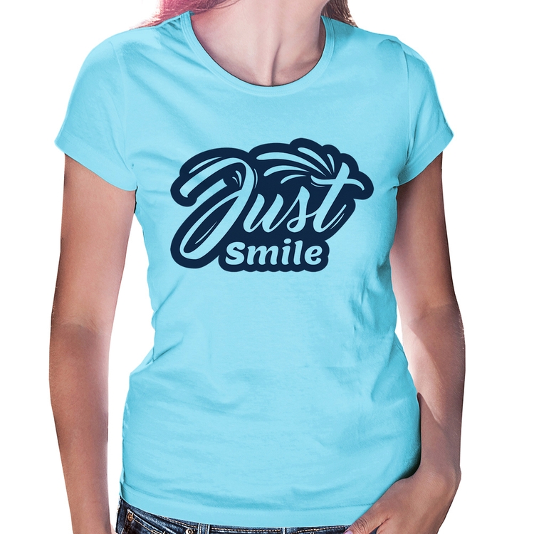 Baby Look Just Smile - Azul Bebê