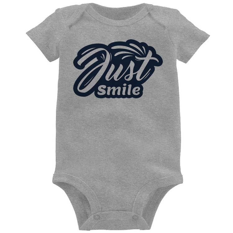 Body Bebê Just Smile - Cinza