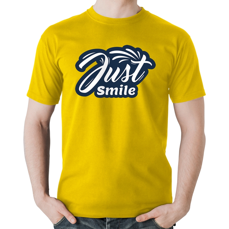 Camiseta Algodão Just Smile - Amarela