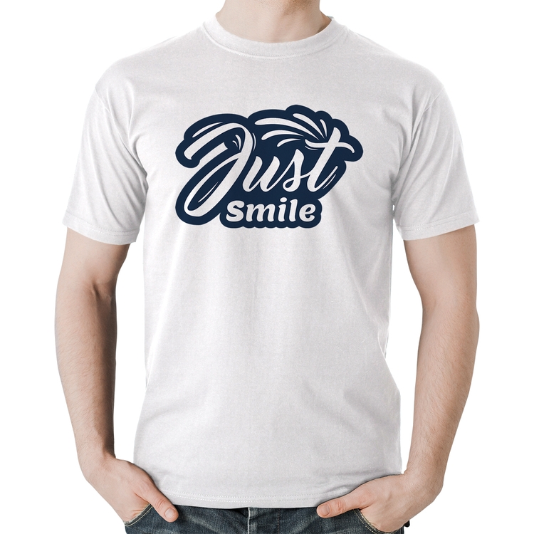 Camiseta Algodão Just Smile - Branca