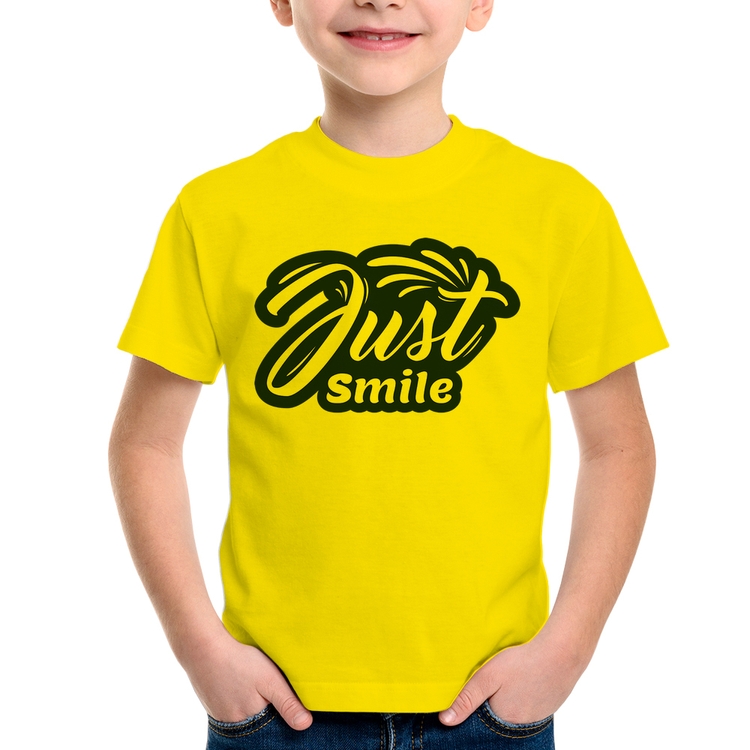 Camiseta Infantil Just Smile - Amarela