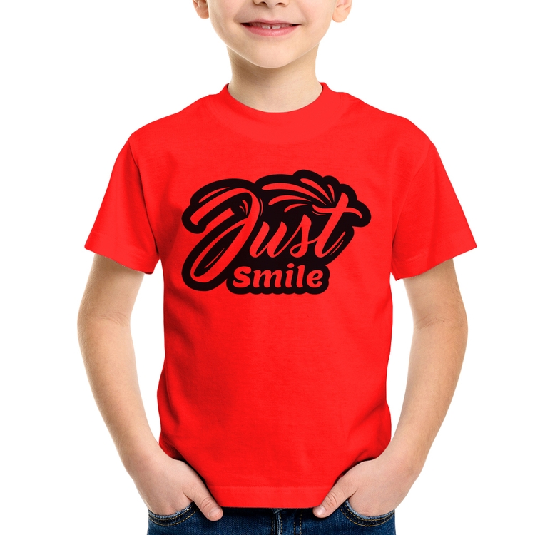 Camiseta Infantil Just Smile - Vermelha