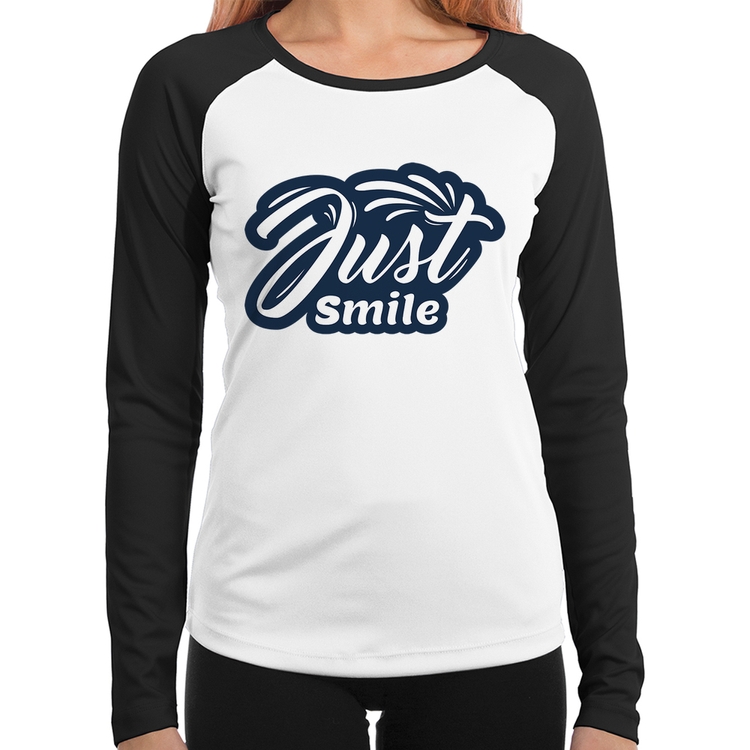 Baby Look Raglan Just Smile Manga Longa