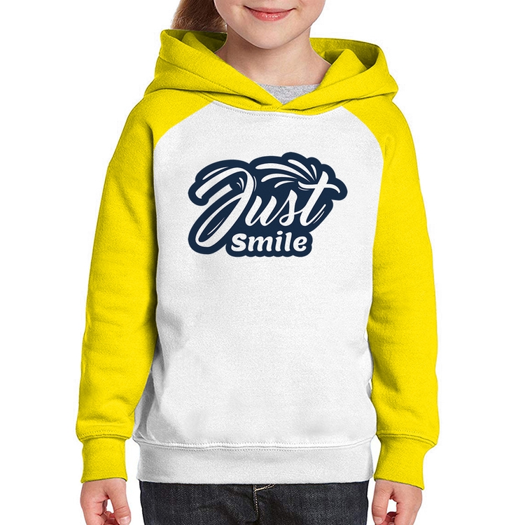 Moletom Infantil Just Smile - Branco/Amarelo