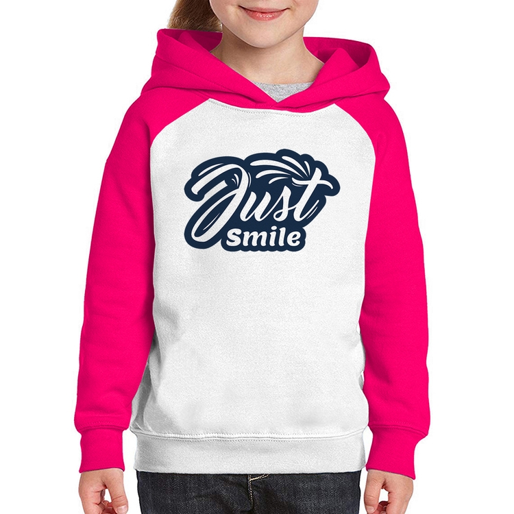 Moletom Infantil Just Smile - Branco/Rosa
