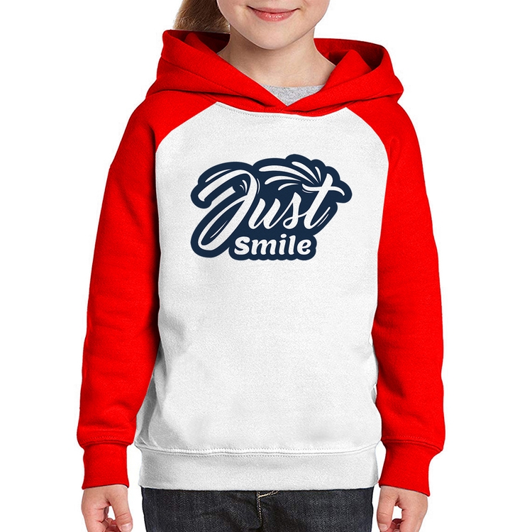 Moletom Infantil Just Smile - Branco/Vermelho