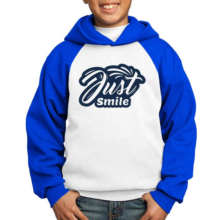 Moletom Infantil Just Smile - Branco/Azul