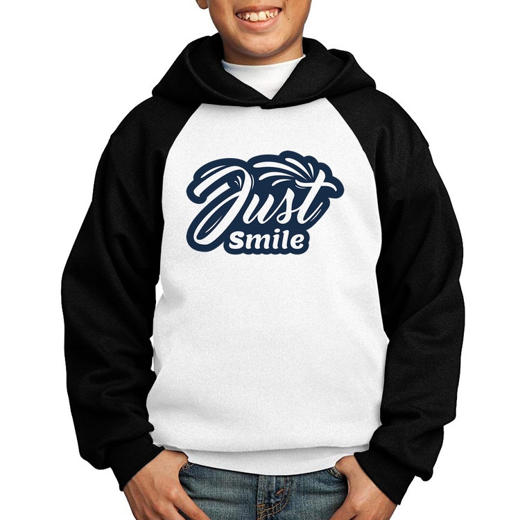 Moletom Infantil Just Smile - Branco/Preto