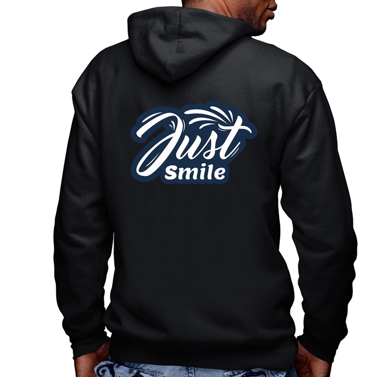 Blusa Moletom Just Smile Masculina com Capuz e Zíper