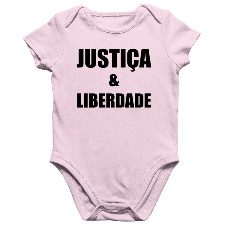 Body Bebê Algodão Justiça & Liberdade - Rosa Bebê