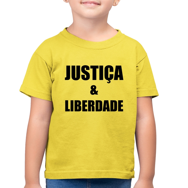 Camiseta Algodão Infantil Justiça & Liberdade - Amarelo Canário