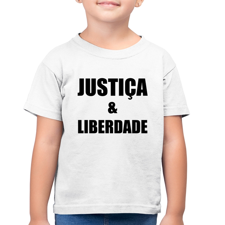 Camiseta Algodão Infantil Justiça & Liberdade - Branca