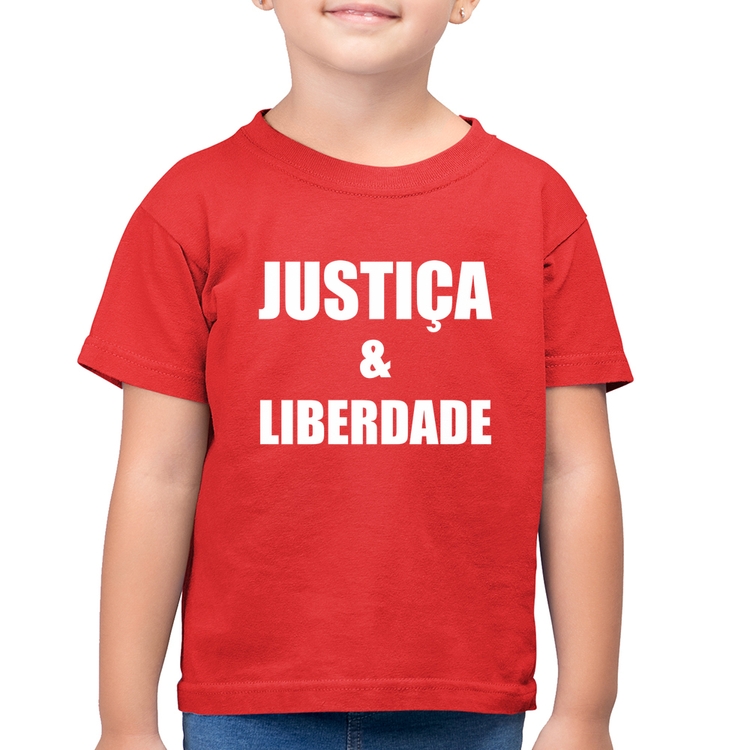 Camiseta Algodão Infantil Justiça & Liberdade - Vermelha