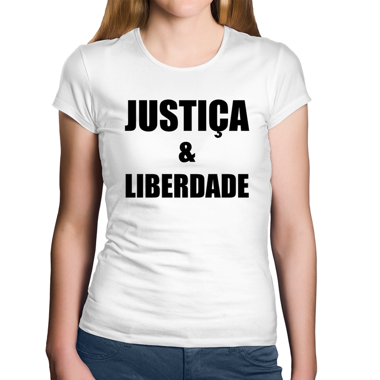 Baby Look Algodão Justiça & Liberdade - Branca