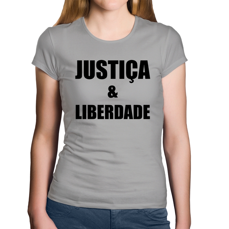 Baby Look Algodão Justiça & Liberdade - Cinza