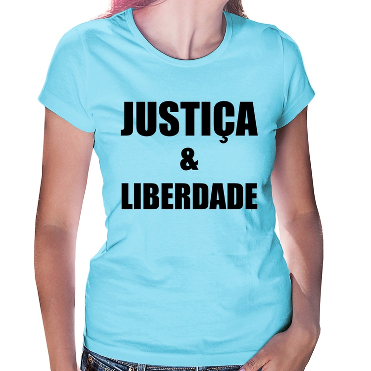 Baby Look Justiça & Liberdade - Azul Bebê