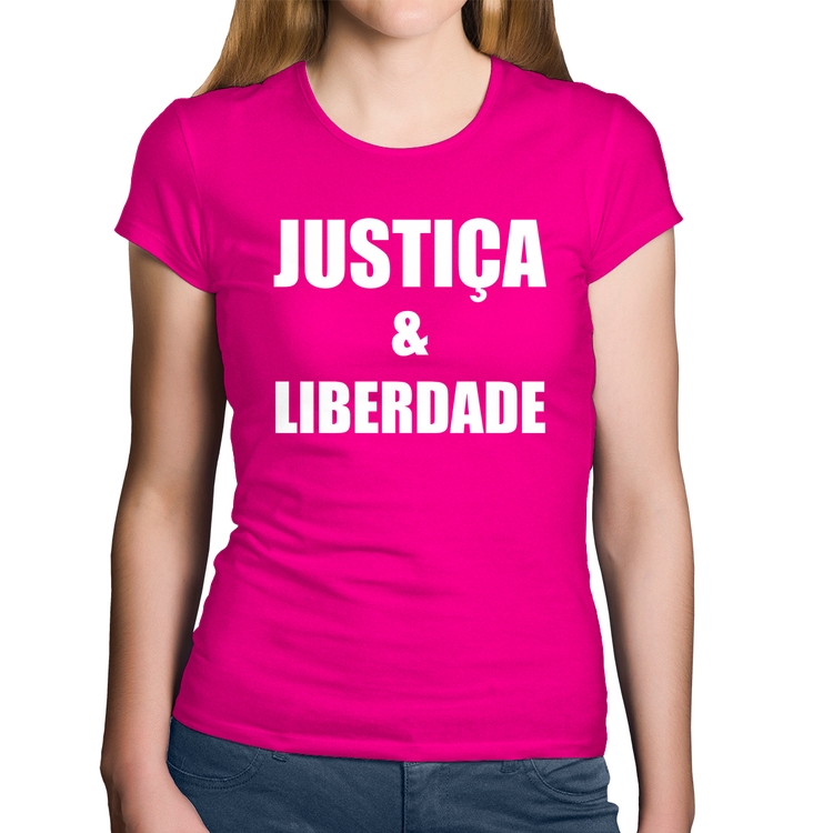Baby Look Algodão Justiça & Liberdade - Rosa
