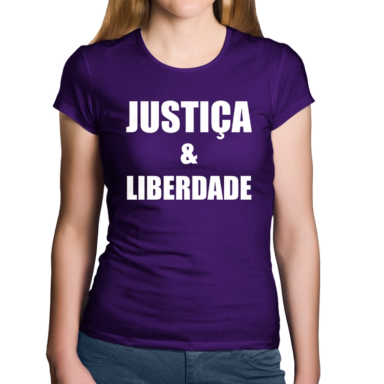 Baby Look Algodão Justiça & Liberdade - Roxa