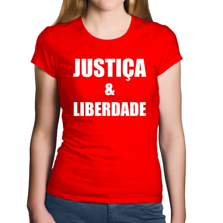 Baby Look Algodão Justiça & Liberdade - Vermelha