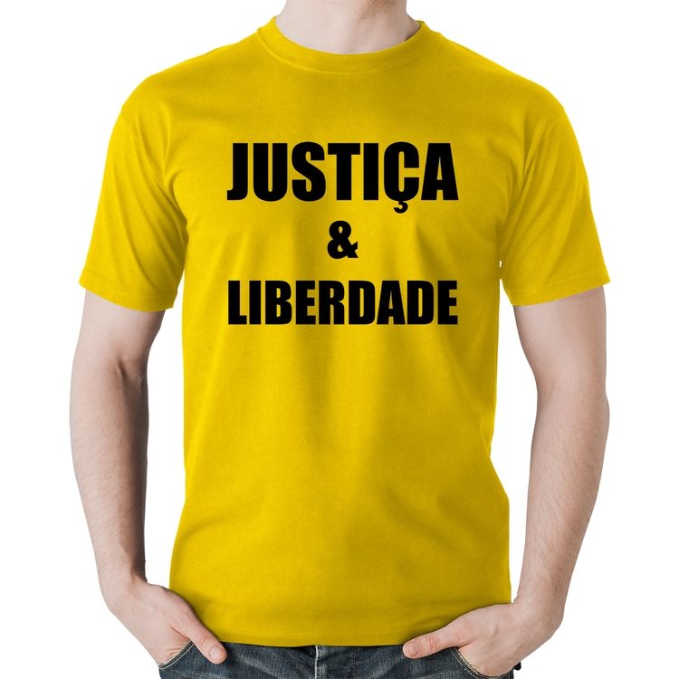 Camiseta Algodão Justiça & Liberdade - Amarela