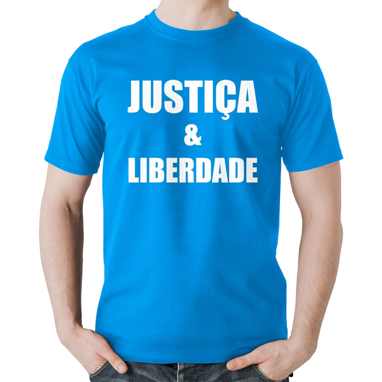 Camiseta Algodão Justiça & Liberdade - Azul