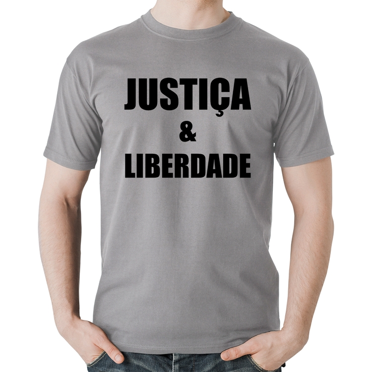 Camiseta Algodão Justiça & Liberdade - Cinza