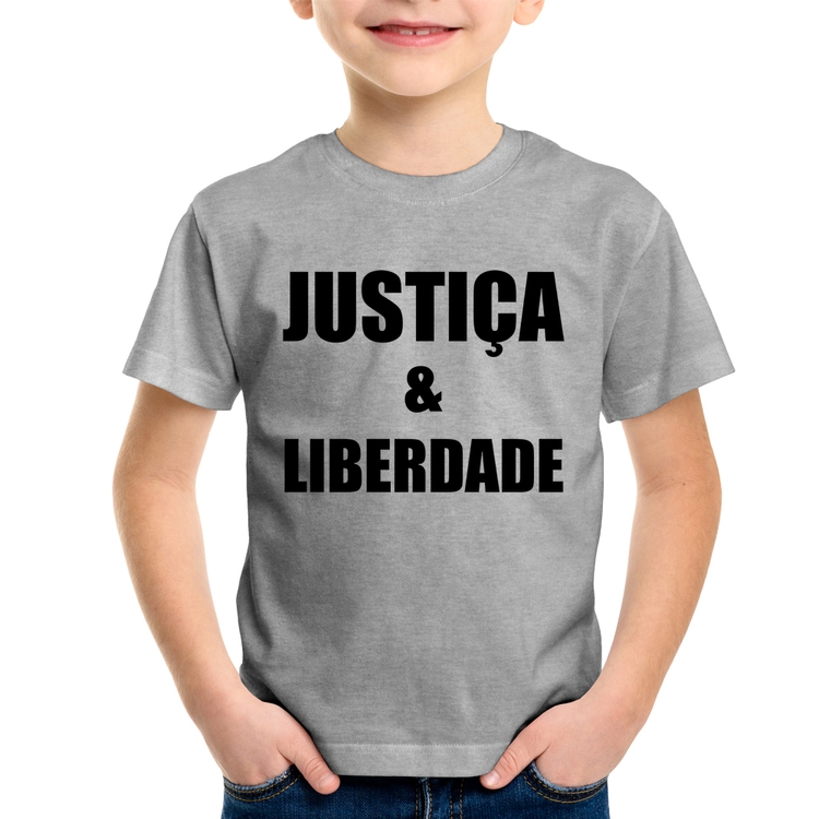 Camiseta Infantil Justiça & Liberdade - Cinza