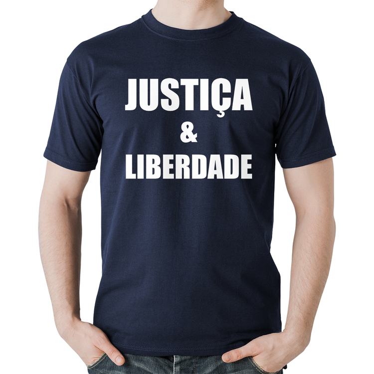 Camiseta Algodão Justiça & Liberdade - Marinho