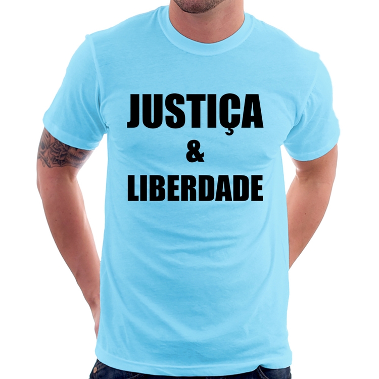Camiseta Justiça & Liberdade - Azul Bebê