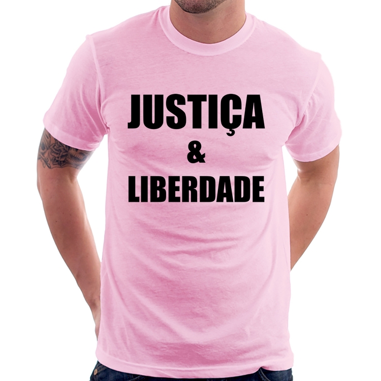 Camiseta Justiça & Liberdade - Rosa Bebê