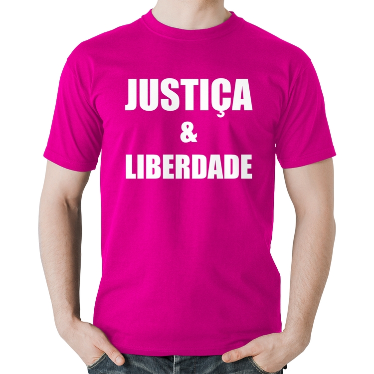 Camiseta Algodão Justiça & Liberdade - Rosa