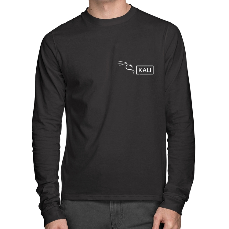 Camiseta Algodão Kali Linux Manga Longa
