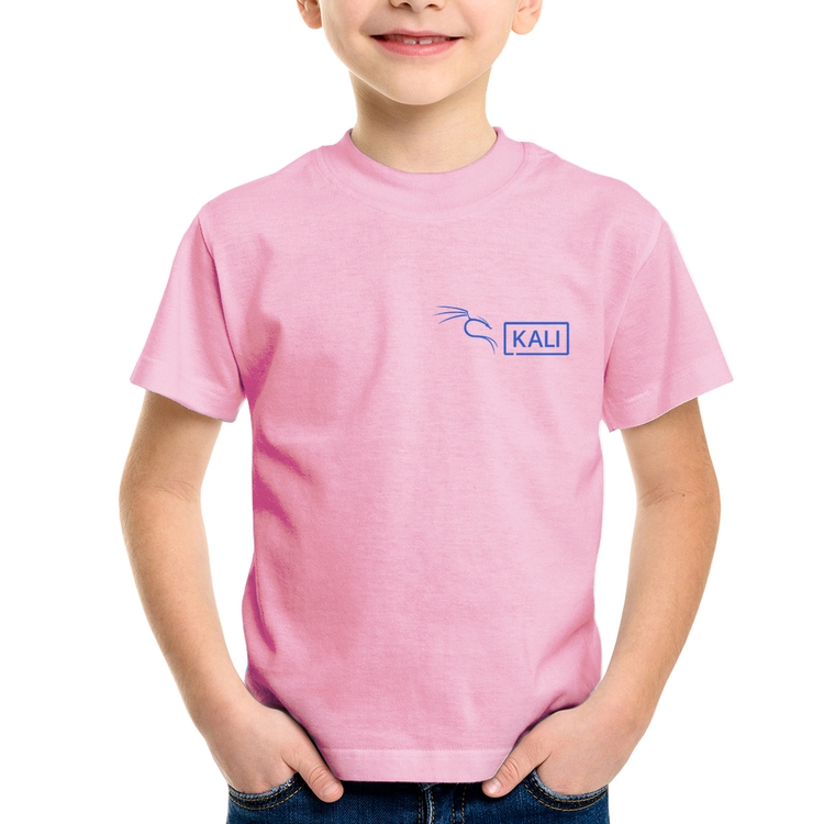 Camiseta Infantil Kali Linux - Rosa Bebê