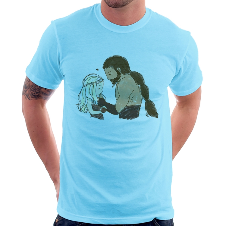Camiseta Khal Drogo e Daenerys Targaryen - Azul Bebê