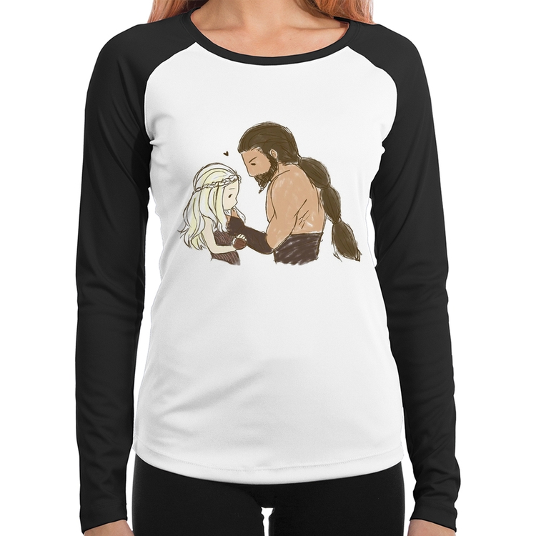 Baby Look Raglan Khal Drogo e Daenerys Targaryen Manga Longa