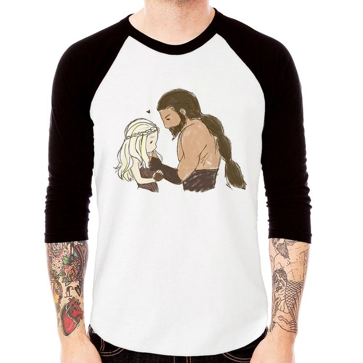 Camiseta Raglan Khal Drogo e Daenerys Targaryen Manga 3/4