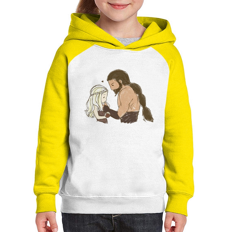 Moletom Infantil Khal Drogo e Daenerys Targaryen - Branco/Amarelo