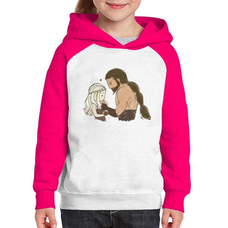 Moletom Infantil Khal Drogo e Daenerys Targaryen - Branco/Rosa