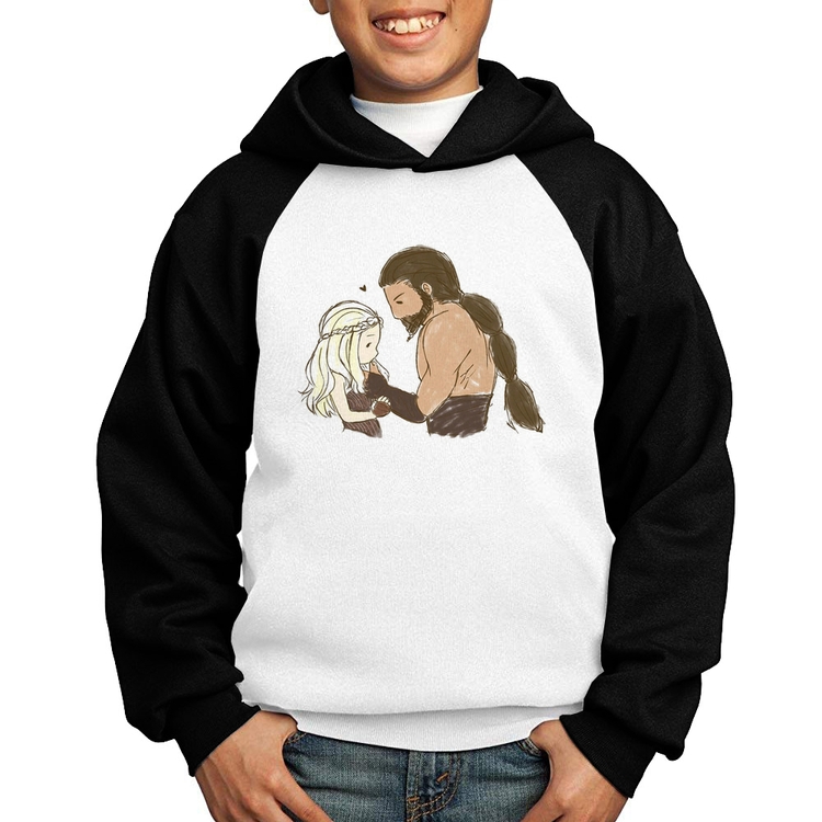 Moletom Infantil Khal Drogo e Daenerys Targaryen - Branco/Preto
