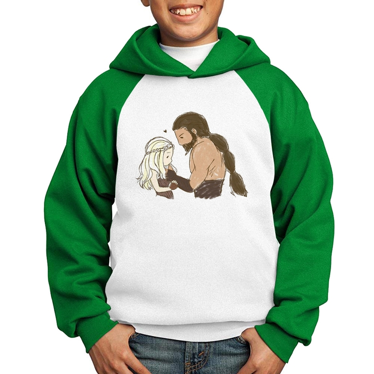Moletom Infantil Khal Drogo e Daenerys Targaryen - Branco/Verde