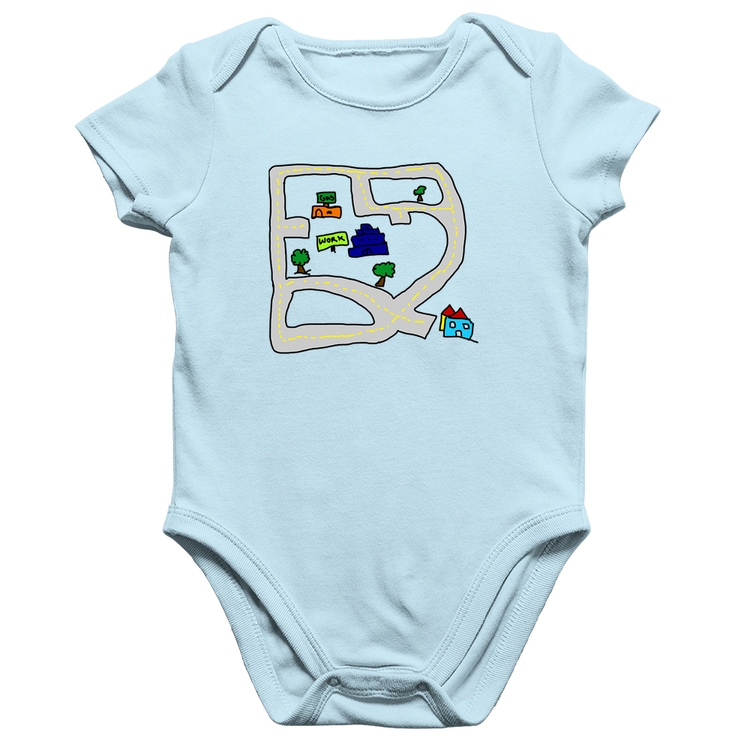 Body Bebê Algodão Kids Road - Azul Bebê