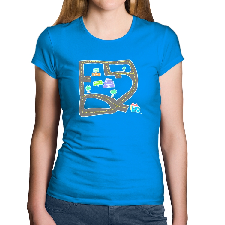 Baby Look Algodão Kids Road - Azul