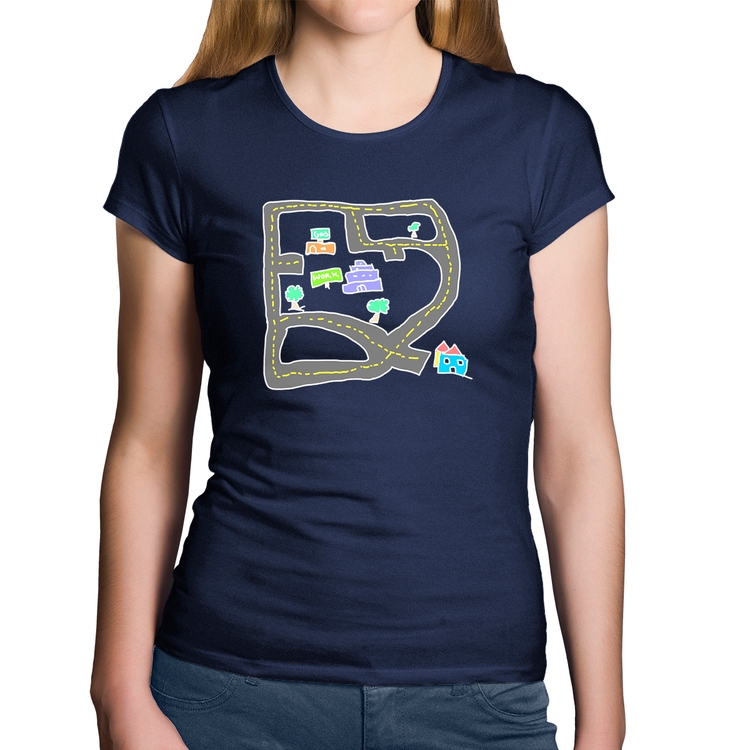 Baby Look Algodão Kids Road - Marinho